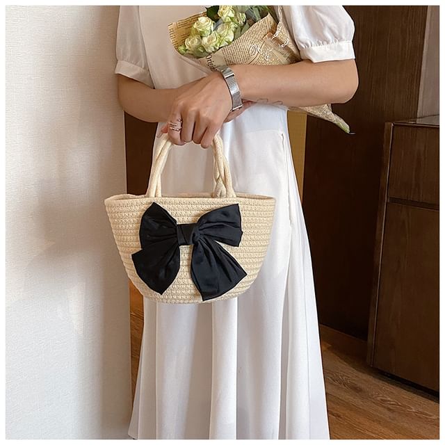 Tote Bow Woven Bag