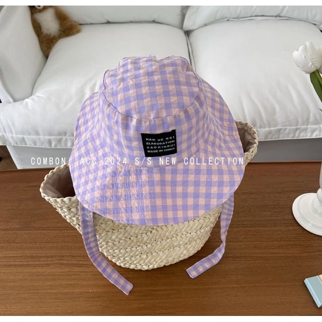 Gingham Applique Bucket Hat