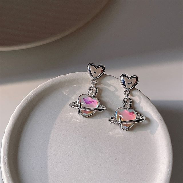 Heart Planet Alloy Drop Earring