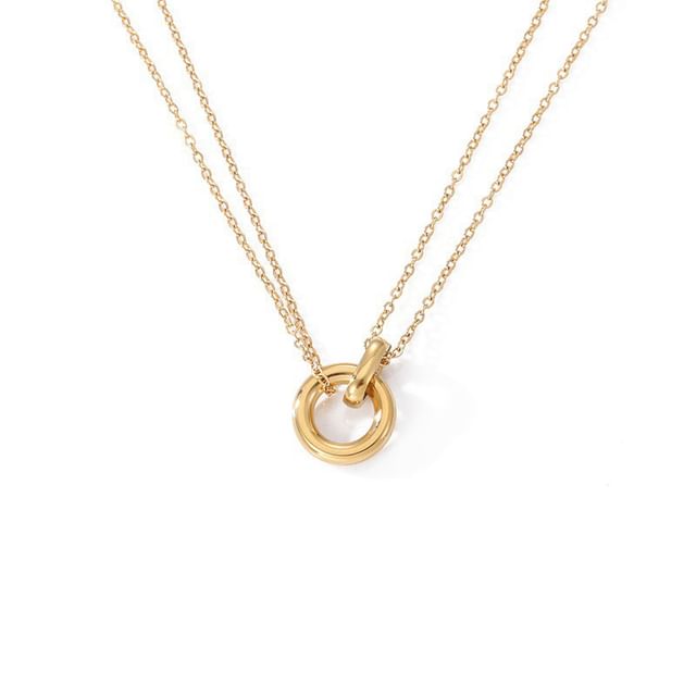 Interlocking Hoop Pendant Alloy Necklace