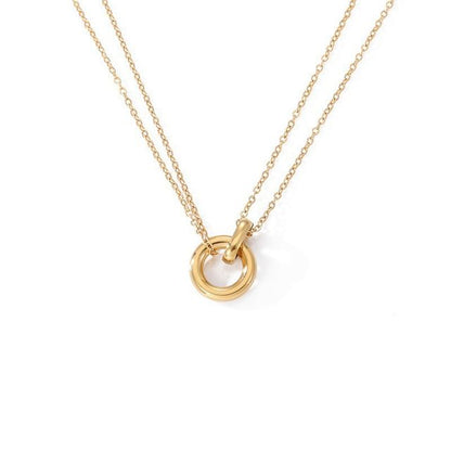 Interlocking Hoop Pendant Alloy Necklace