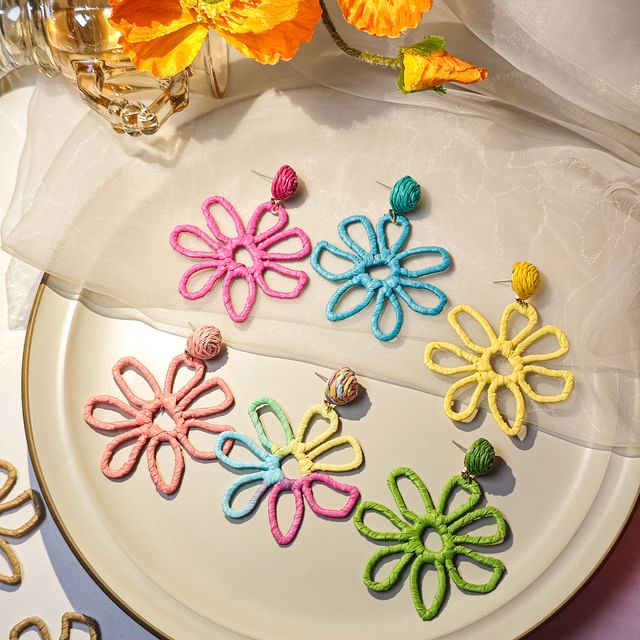 Perforated Floral Drop Earring