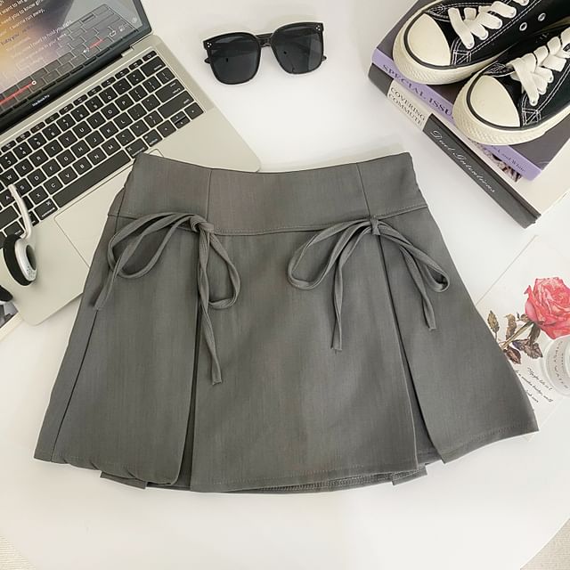 Plain Bow Mini A-Line Skirt