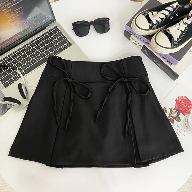 Plain Bow Mini A-Line Skirt