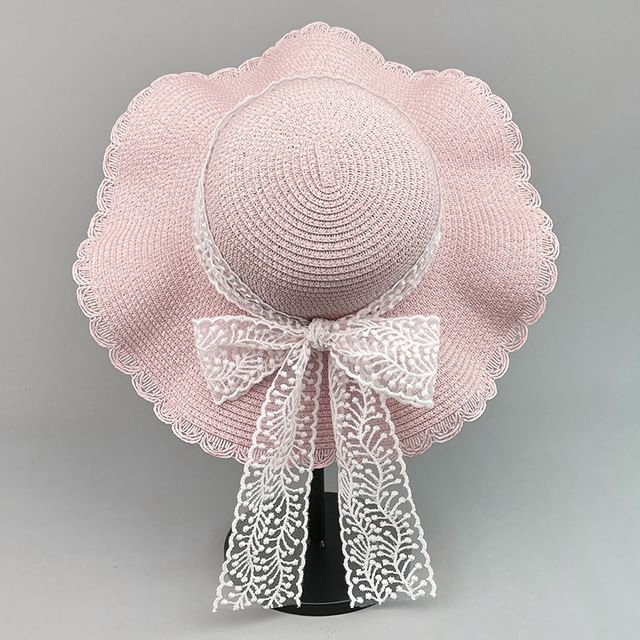 Lace Bow Straw Hat