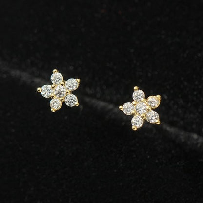 Floral Rhinestone S925 Sterling Silver Stud Earring