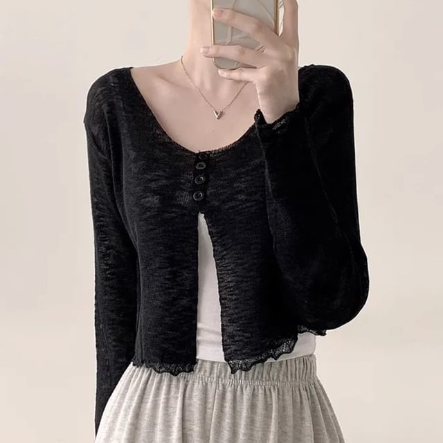 Scoop Neck Plain Cardigan