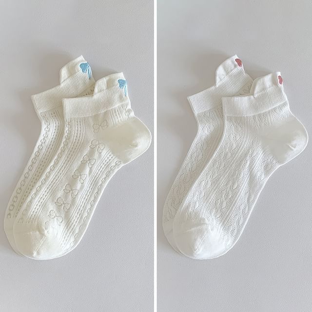 Bow Embroidery Socks Set