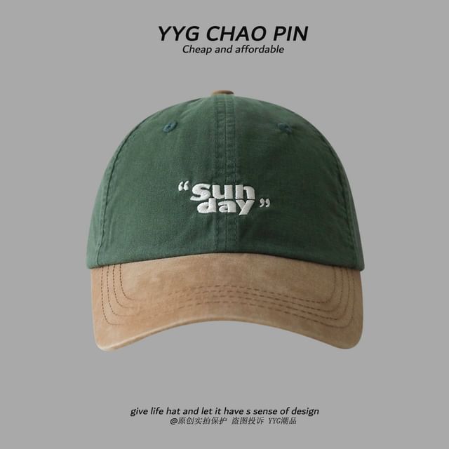 Lettering Cap Tone Baseball Embroidered Two