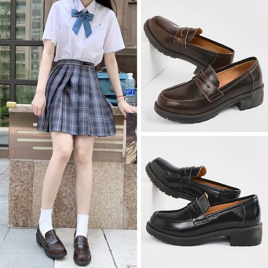 Loafers Faux Plain Leather
