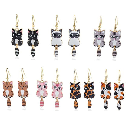 Cat Alloy Drop Earring