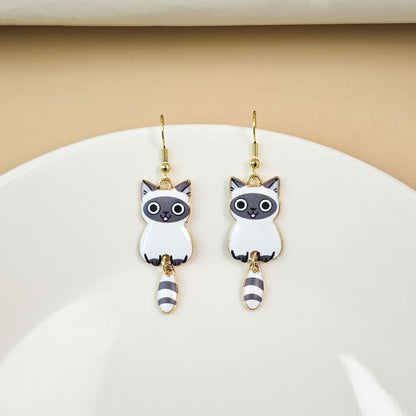 Cat Alloy Drop Earring