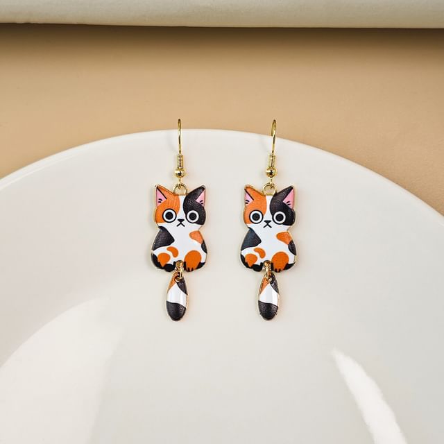 Cat Alloy Drop Earring