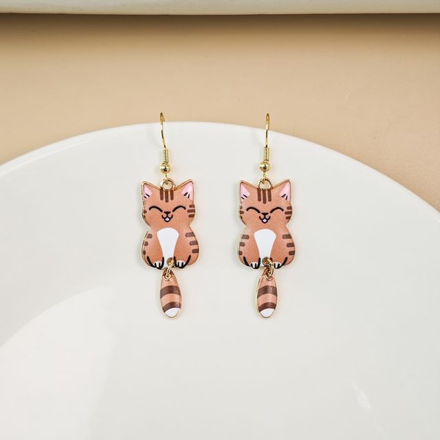 Cat Alloy Drop Earring