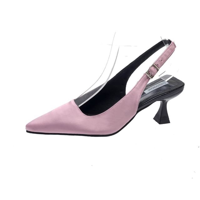 Pointed Toe Kitten Heel Slingback Sandals