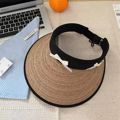 Ribbon Piped Straw Sun Hat