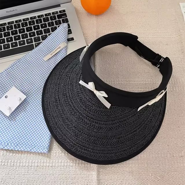 Ribbon Piped Straw Sun Hat