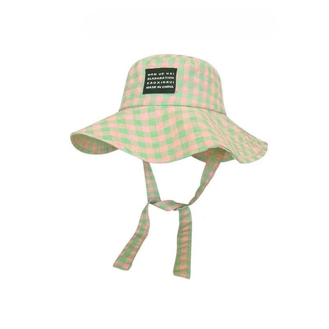 Lettering Hat Plaid Bucket Applique