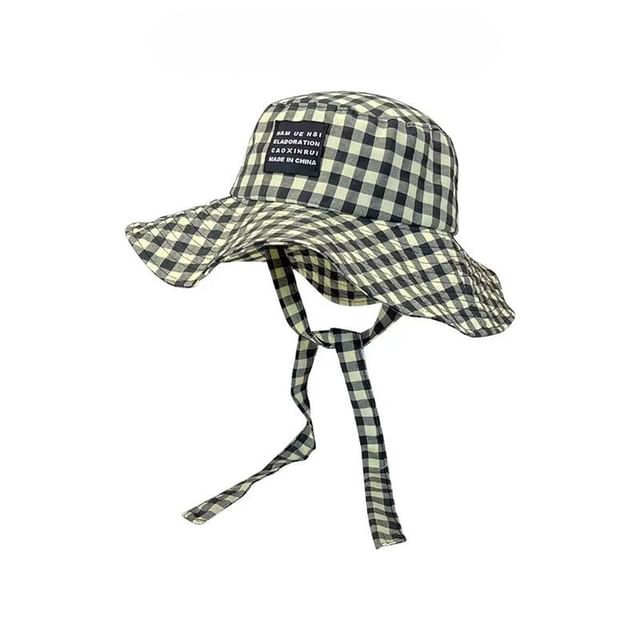 Lettering Hat Plaid Bucket Applique