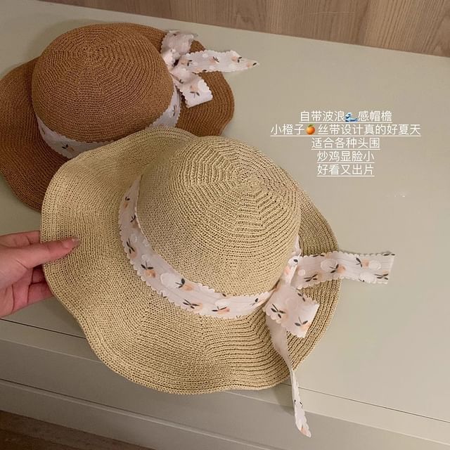 Hat Floral Straw Sun