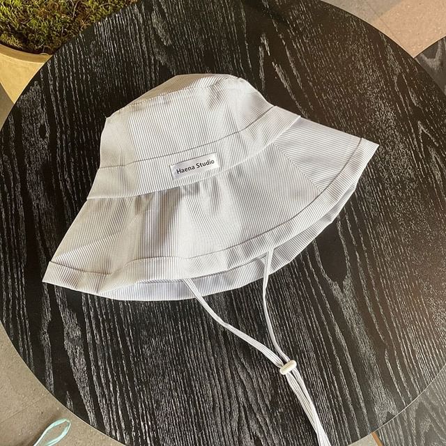 Lettering Striped Bucket Hat Applique