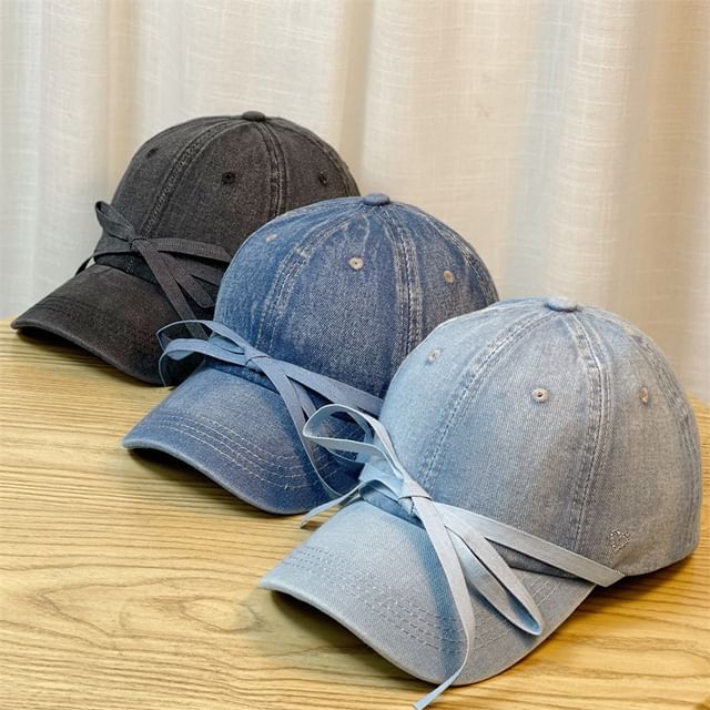 Baseball Washed Cap Bow Denim
