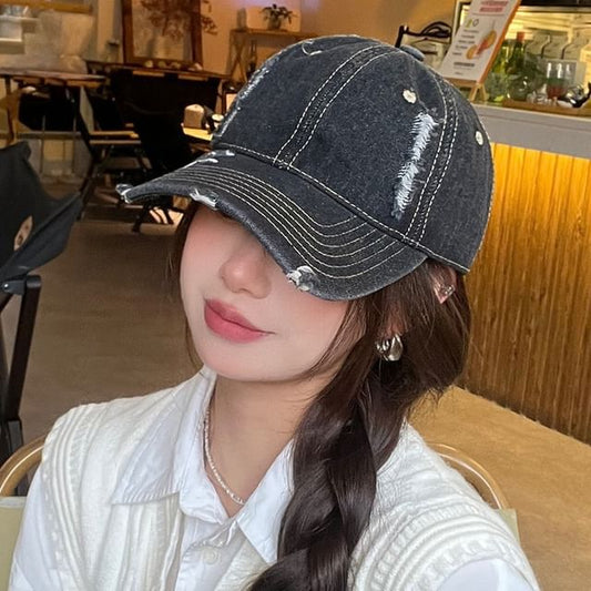 Denim Washed Cap Distressed Baseball
