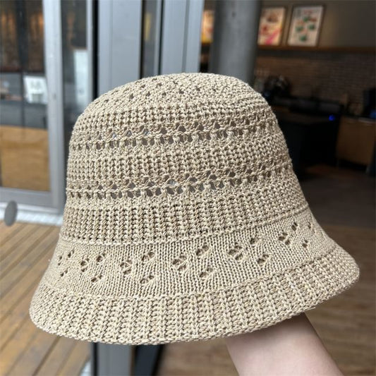 Knit Plain Perforated Bucket Hat