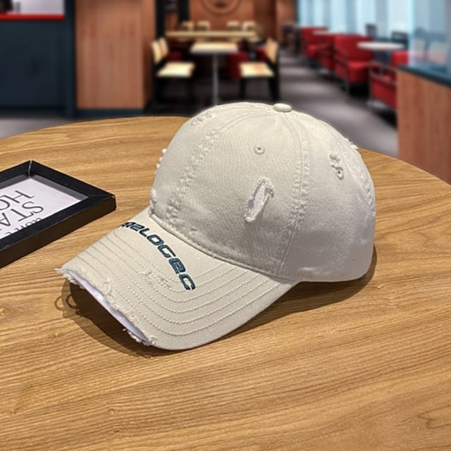 Embroidered Baseball Cap Lettering Distressed