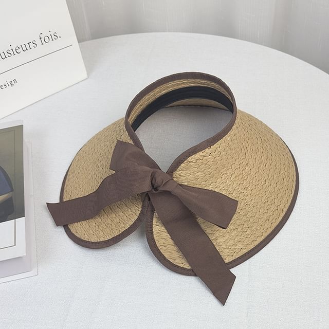 Trim Wide Visor Straw Contrast Brim Sun