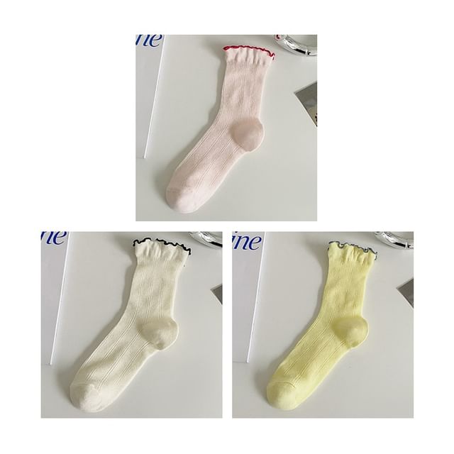 Contrast Trim Socks Set