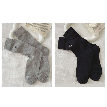 Bow Embroidered Socks Set