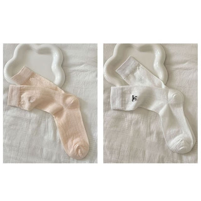 Bow Embroidered Socks Set