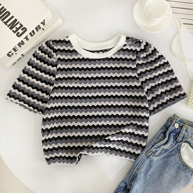 Short-Sleeve Round Neck Color Block T-Shirt