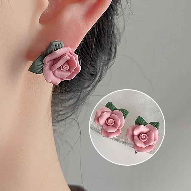 Ceramic Ear Cuff Floral Alloy