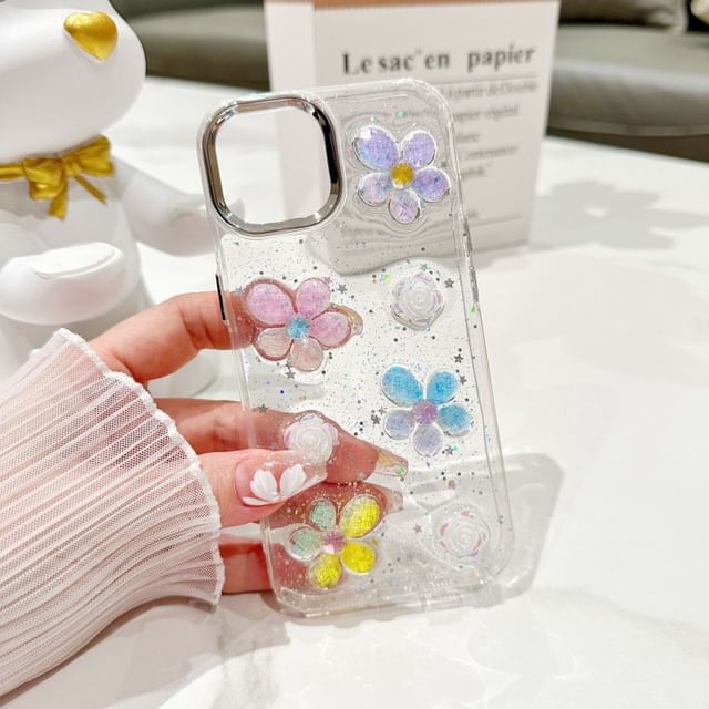 Clear Floral Phone Case For iPhone 11, 11 Pro, 11 Pro Max, 12/12 Pro, 12 Pro Max, 13, 13 Pro, 13 Pro Max, 14, 14 Plus, 14 Pro, 14 Pro Max, 15, 15 Pro, 15 Pro Max