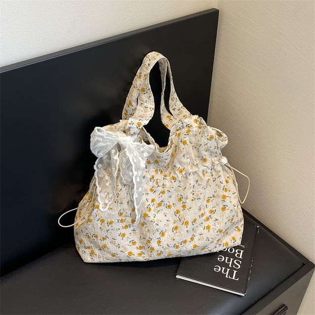 Floral Drawstring Shopper Bag / Neckerchief / Set