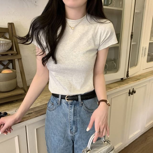 Plain Neck Tee Short-Sleeve Crew