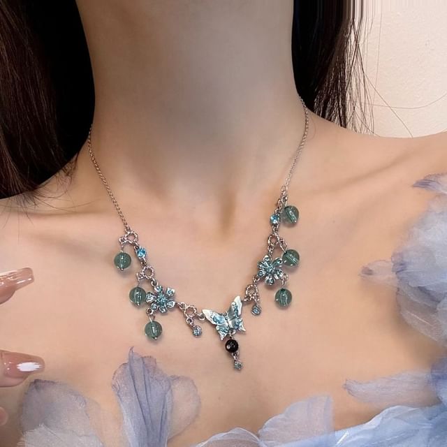 Choker Butterfly Floral Alloy