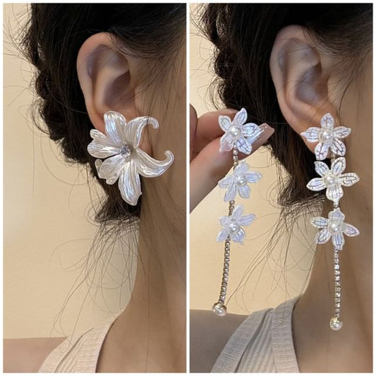 Floral Alloy Earring Dangle Stud /