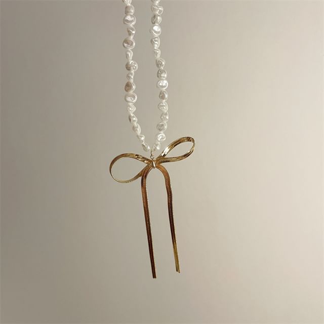 Bow Choker Faux Pearl