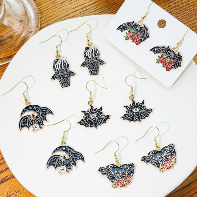 Halloween Bat Alloy Drop Earring