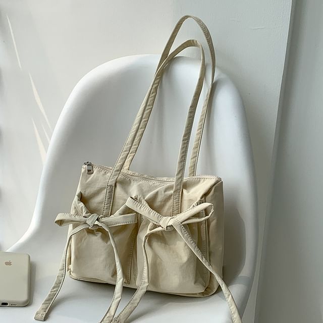 Accent Tote Plain Nylon Bow Bag
