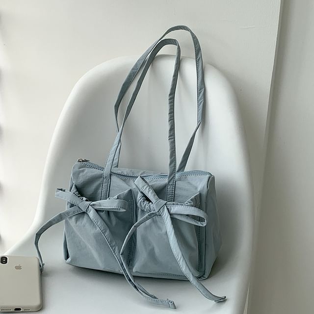 Accent Tote Plain Nylon Bow Bag