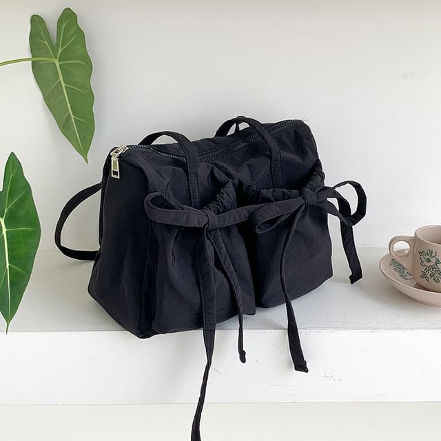 Accent Tote Plain Nylon Bow Bag