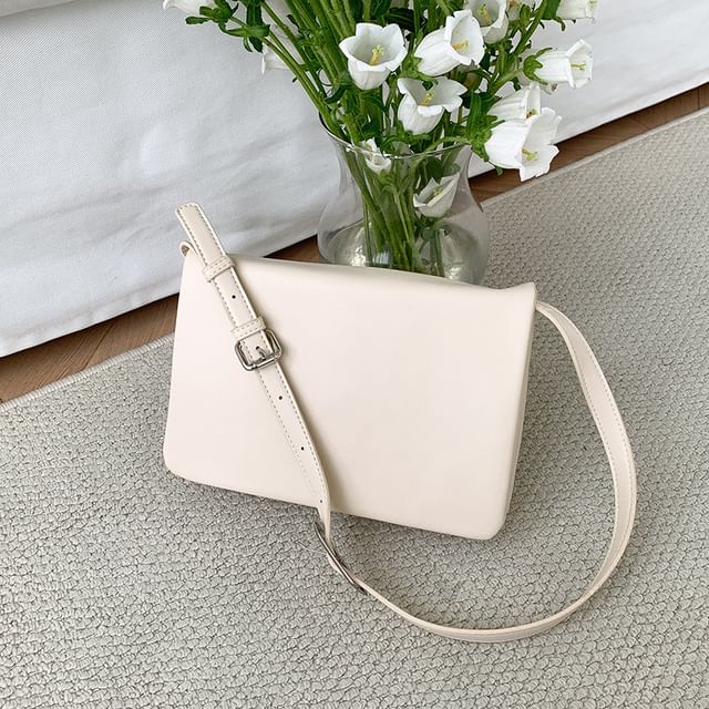 Flap Leather Faux Plain Shoulder Bag