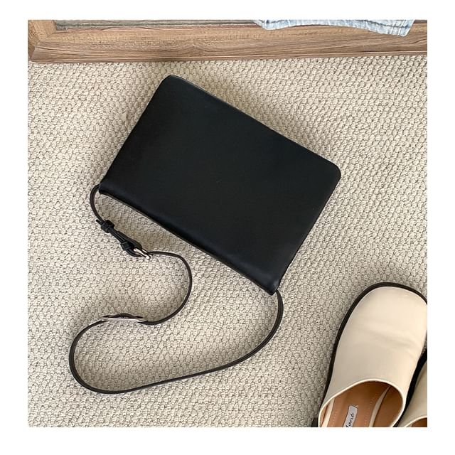 Flap Leather Faux Plain Shoulder Bag