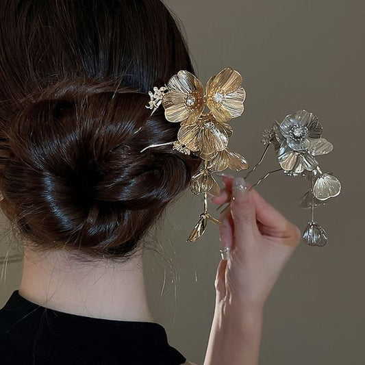 Rhinestone Stick Hair Floral