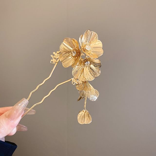 Rhinestone Stick Hair Floral