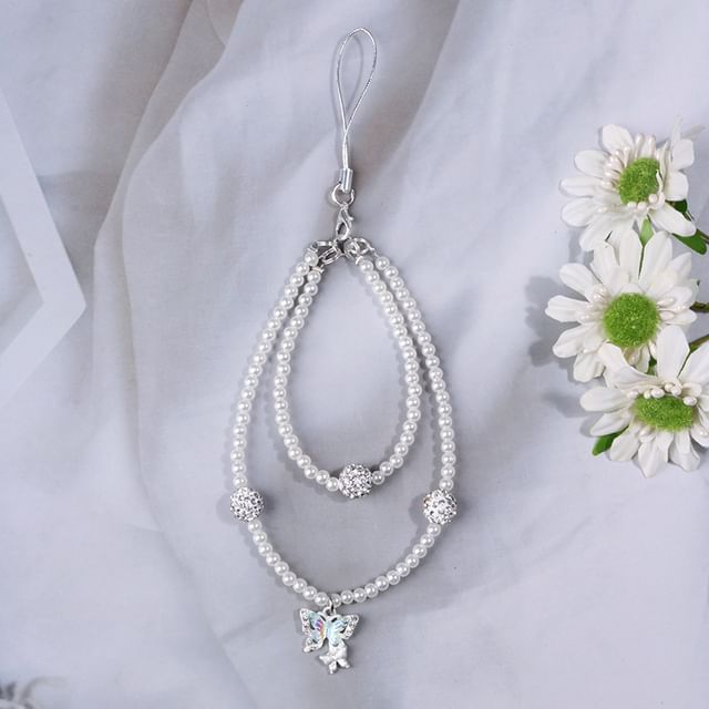 Bow Faux Pearl Phone Charm (Various Designs)